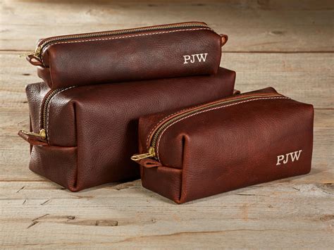 men's leather toiletry bag personalized